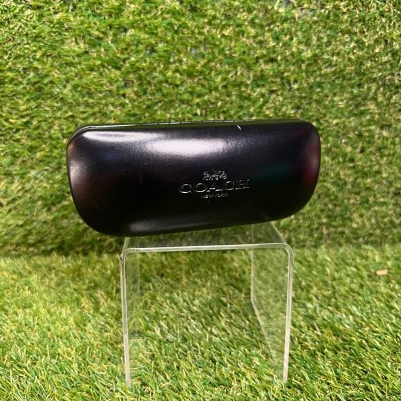 Coach Sunglasses Eyeglasses Black Leather Hard Clamshell Case, Velvet Interior - Picture 1 of 6